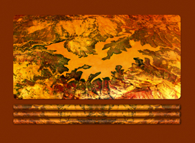 lake hidden in a secluded mountain range p a tepestry of colour and line